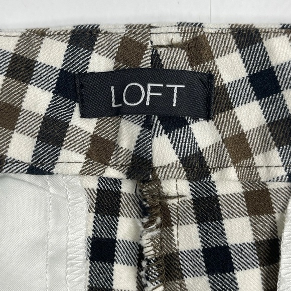 LOFT Women's Black Brown White Gingham Plaid Pants Skinny Cropped Stretch Size 8 - Picture 4 of 10